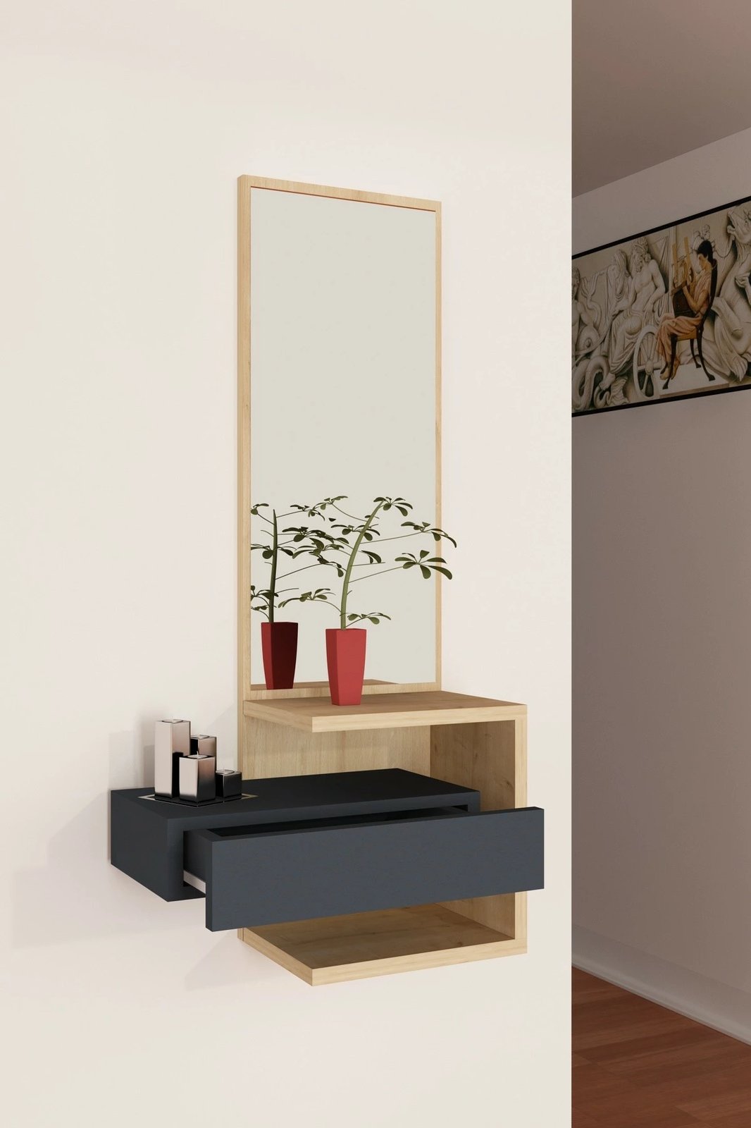 Stendë korridori Hanah Home, Stella, ngjyrë lisi dhe antracit