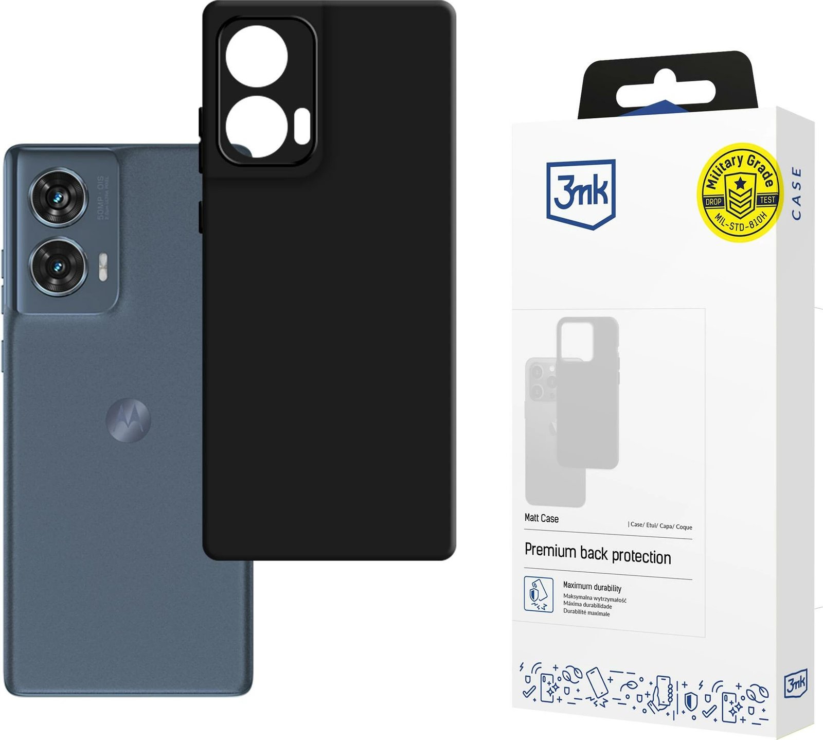 Mbështjellës 3mk Matt Case për Motorola Moto Edge 50 Fusion, i zi