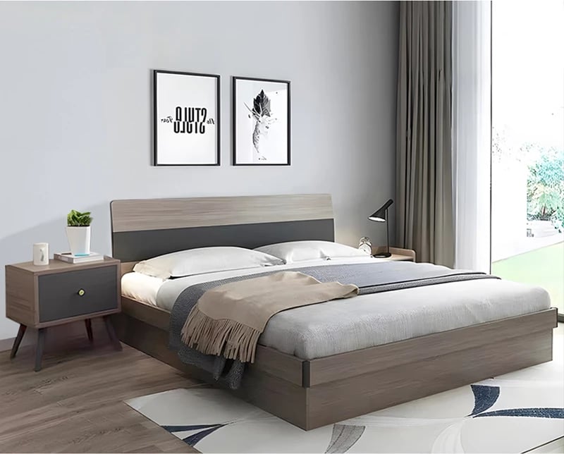 Krevat me hapësirë magazinimi Daizy, ngjyrë arre e hapur-gri, 120x200cm