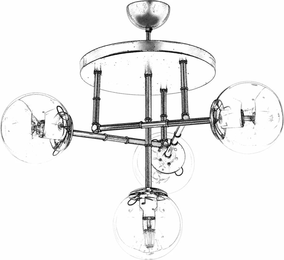 Llambë tavani moderne Opviq, AV-4331-4T-BSY, e zezë dhe ari