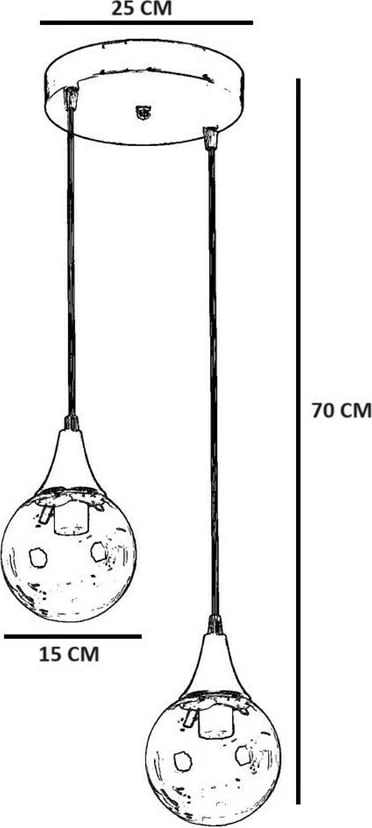 Llambë tavani Opviq Afra 2, metal e xham, ngjyrë e zezë dhe fume