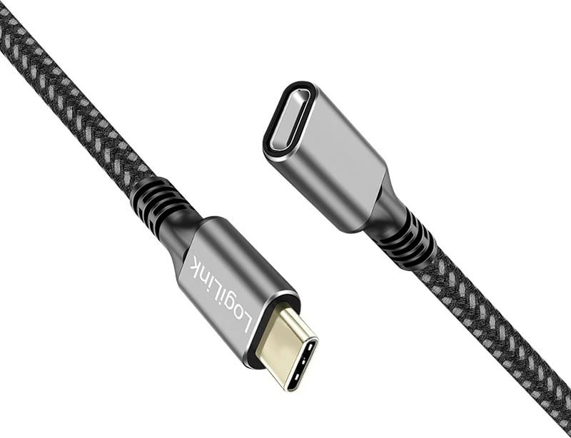 Kabllo zgjatues USB-C LogiLink CUA0108, 1m, USB 3.2 Gen2, e zezë/gri