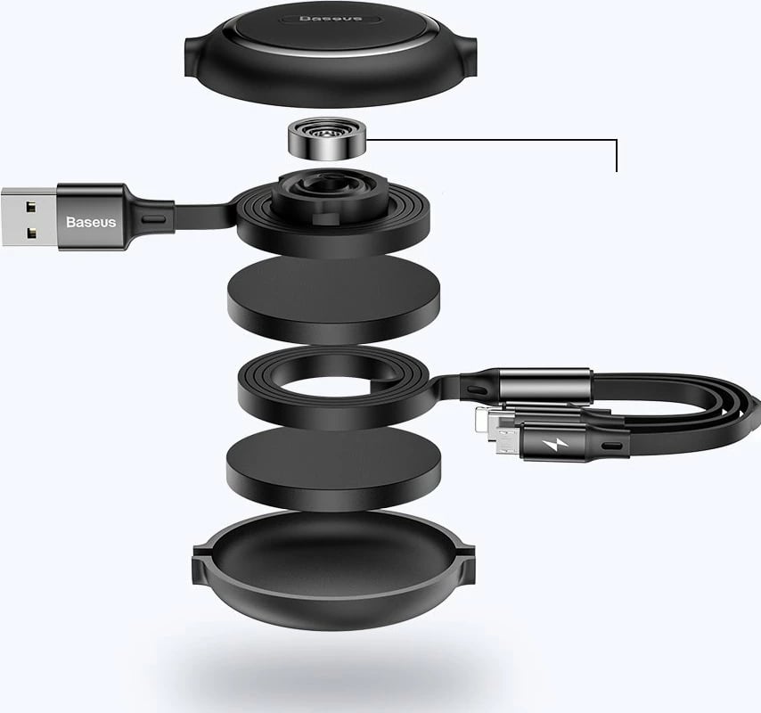 Kabllo zgjatshme 3-në-1 Baseus Golden Loop CAMLT-JH01, USB - micro USB / Lightning / USB-C, 1.2m, e zezë Kabllo zgjatshme 3-në-1 Baseus Golden Loop CAMLT-JH01, USB - micro USB / Lightning / USB-C, 1.2m, e zezë