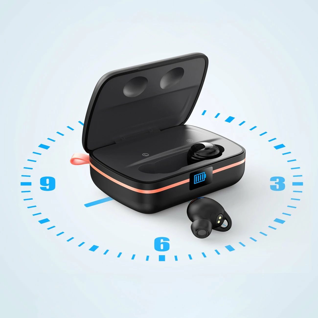 Kufje TWS Choetech BH-T05, wireless, me panel diellor dhe powerbank 2500mAh, të zeza