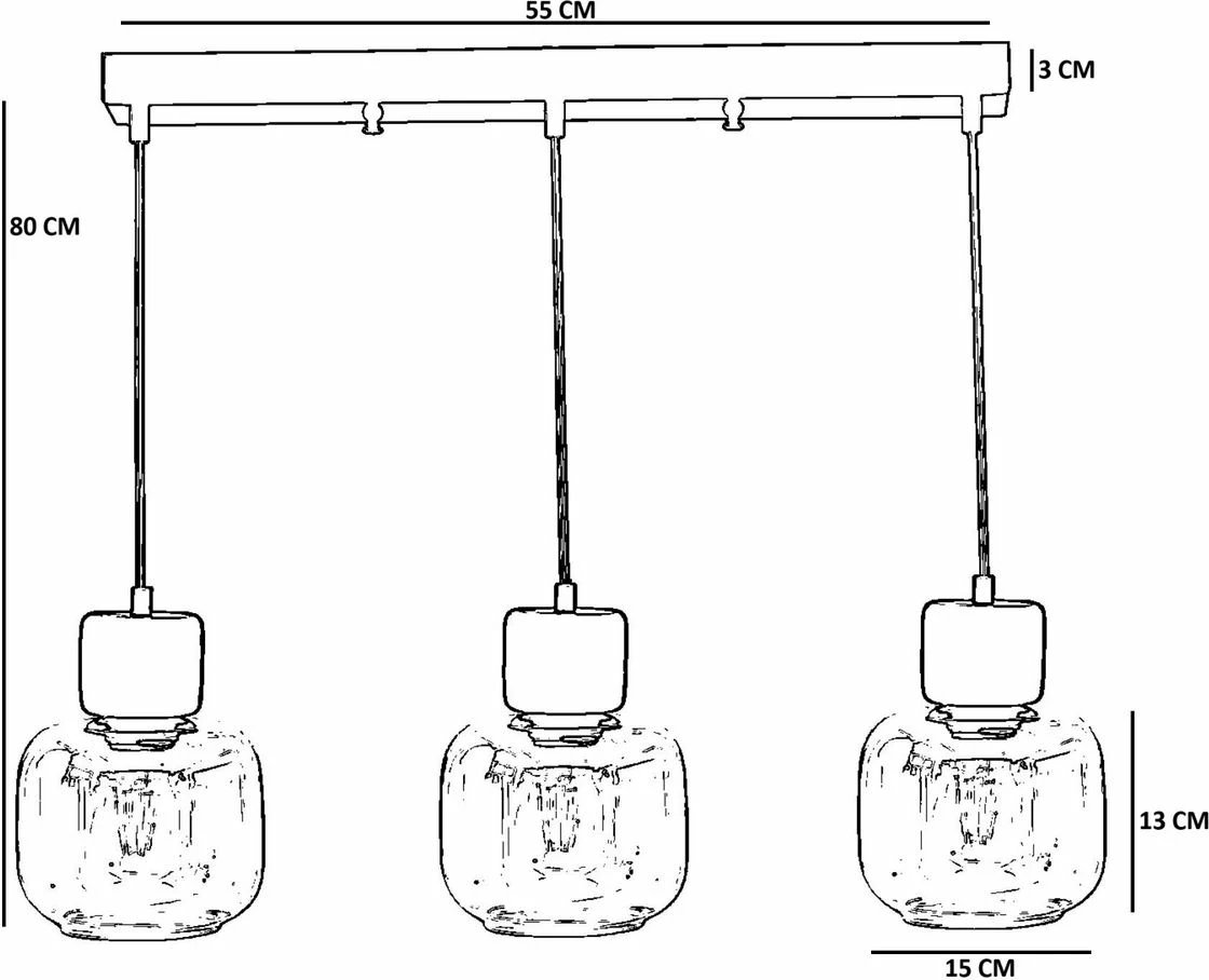 Llambë tavani Opviq, 9069-5, metal dhe xham, gri, lisi, e zezë