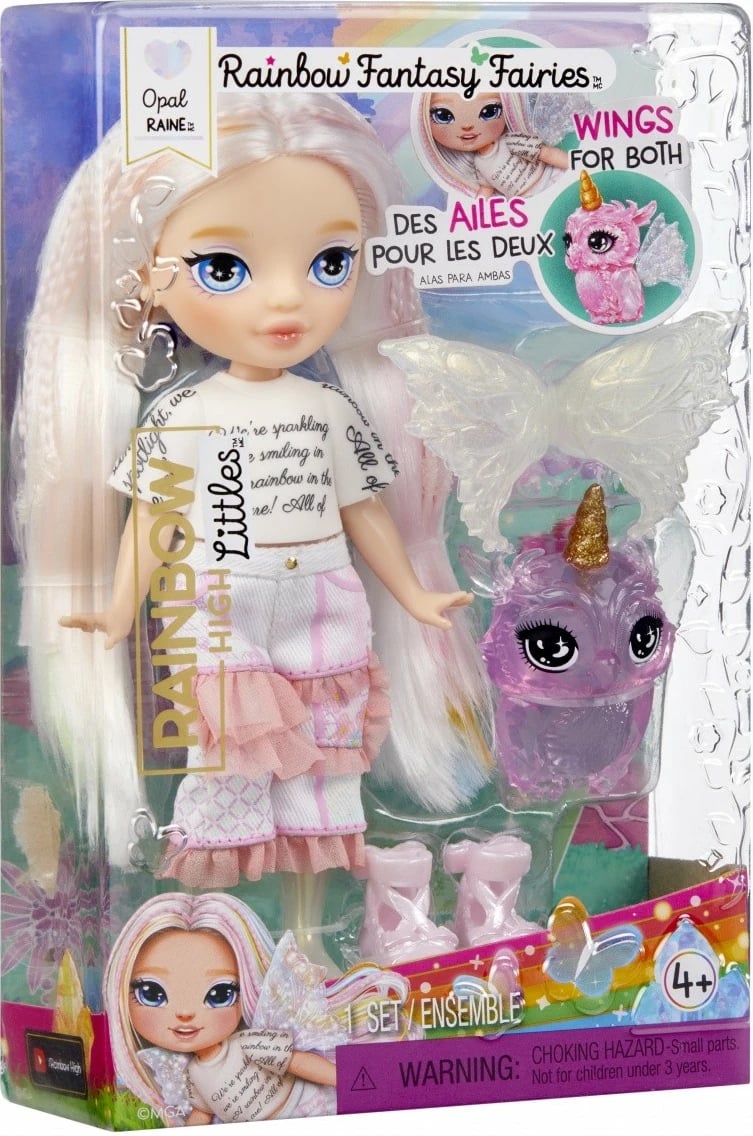 Kukull Rainbow High Littles Fantasy Fairies Opal me kafshë magjike, 15 cm, për vajza