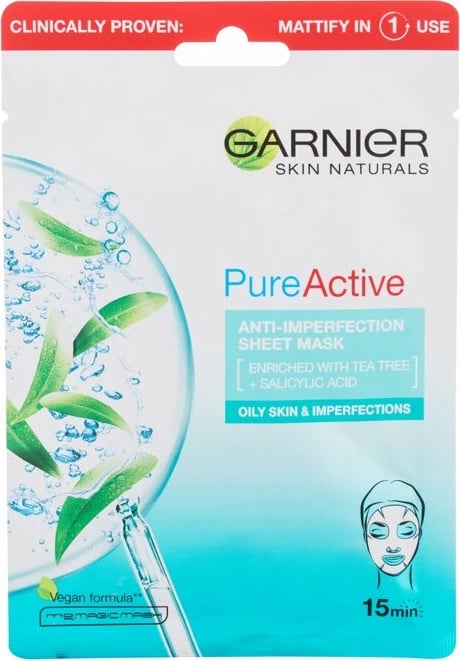 Maskë për fytyrë Garnier Pure Active Anti-Imperfection, 1 copë