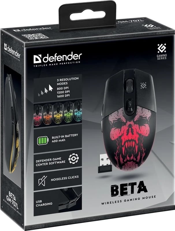Maus për lojëra Defender Beta GM-707L, Wireless Optik 1600 DPI