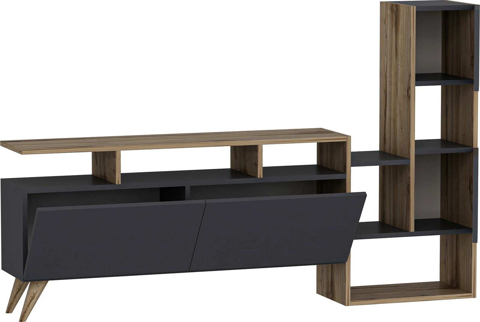 Komodë TV Hanah Home, Tower - Ciragan, ngjyrë arrë dhe antracit