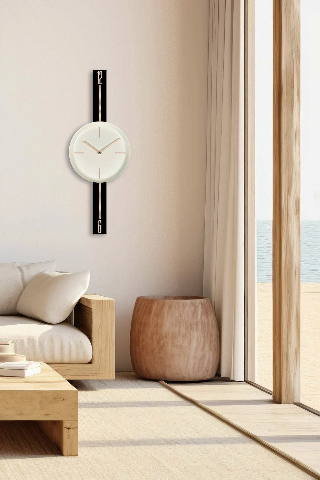 Orë muri dekorative Wallity, Vlnt103Syhkr, e zezë dhe krem