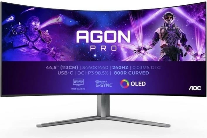 Monitor gaming AOC AGON PRO OLED AG456UCZD 44.5 inç, OLED, UWQHD, 240Hz, HDR, zi