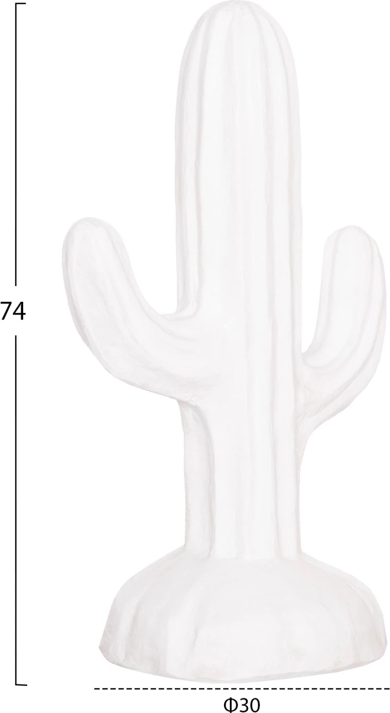 Kaktus dekorativ në dysheme, MDF, ngjyrë e bardhë, 42x30x74H cm