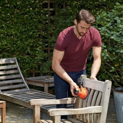 Lëmues orbital BLACK+DECKER BEW210, 14000 RPM, Portokalli, Zi
