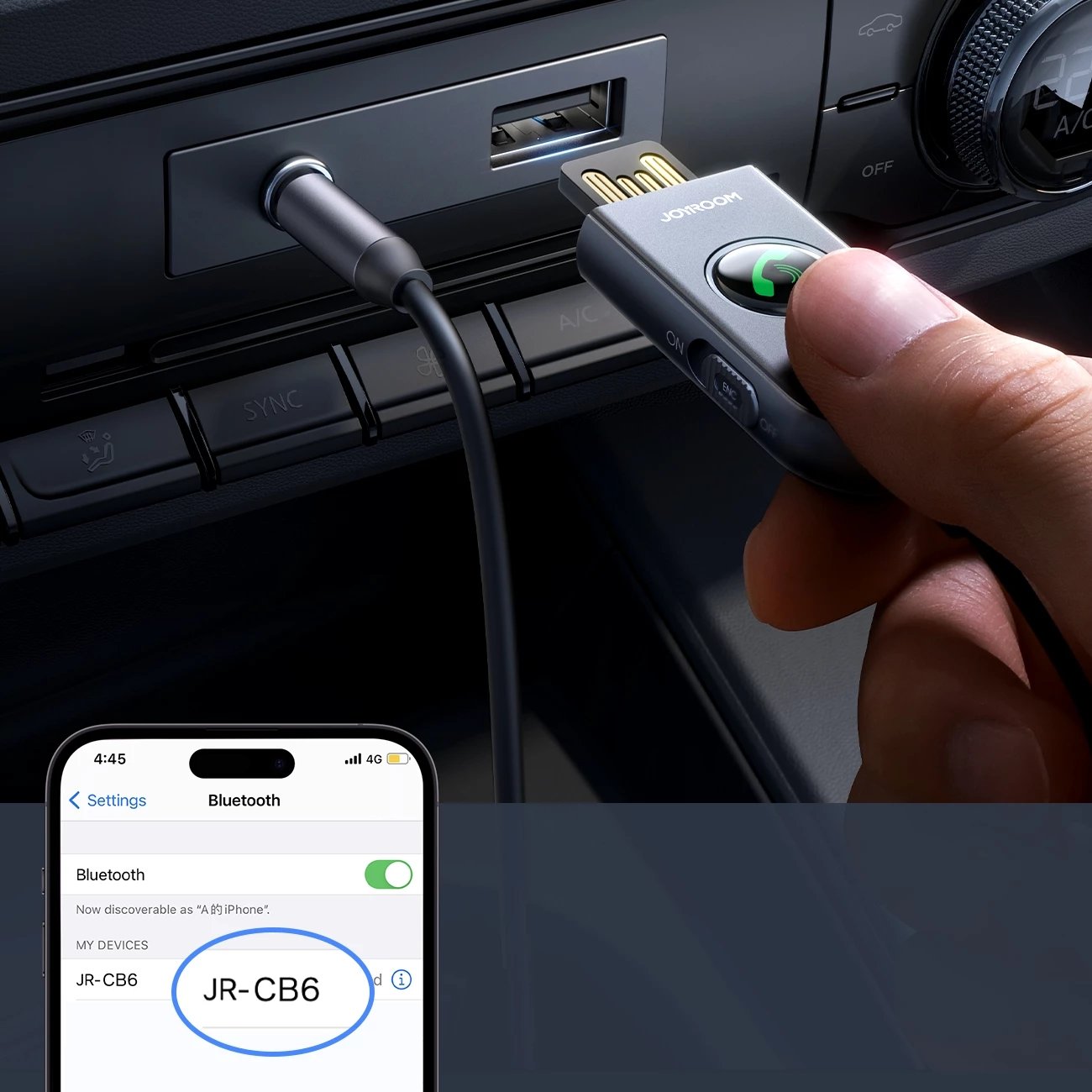 Pranues wireless për makinë Joyroom JR-CB6, Bluetooth 5.3, Gri