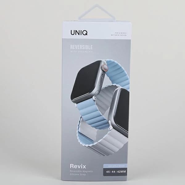 Rrip magnetik për Apple Watch UNIQ Revix, dyngjyrësh, silikon, bardhë dhe kaltër