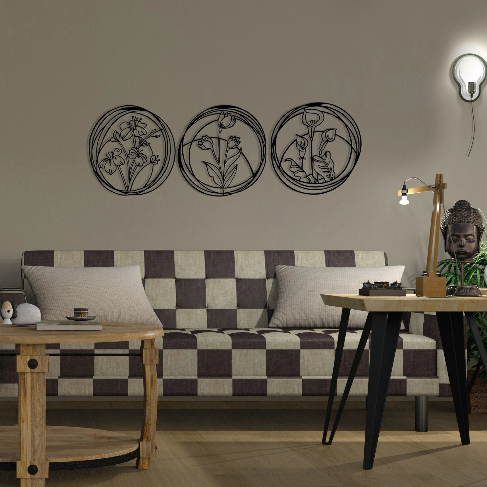 Aksesor dekorativ metalik për mur, Wallity, Lule 5