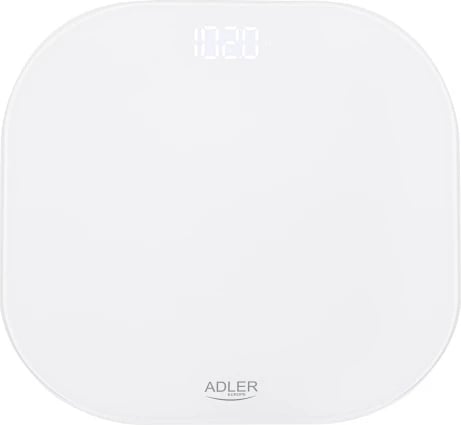 Peshore banjoje Adler AD 8188, kapacitet 180 kg, saktësi 100 g, ekran LED, xham i temperuar 5 mm, e bardhë