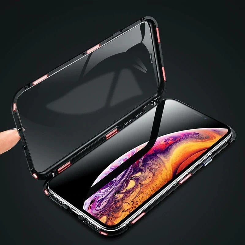 Mbështjellës Wozinsky Full Magnetic Case për Vivo X60, xham i integruar, i zi-transparent