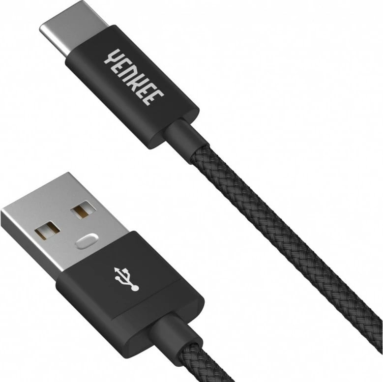 Kabllo YENKEE YCU 301BK, USB A 2.0 në USB Type C, 1m, E zezë