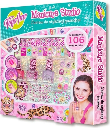 Set manikyri, Stnux STN5966, 106 elemente, për vajza 8+, dizajn leopard, shumëngjyrësh