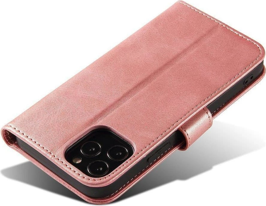 Mbështjellës Hurtel Magnet Case për Xiaomi Poco M4 Pro 5G, me kapak dhe mbështetëse, rozë