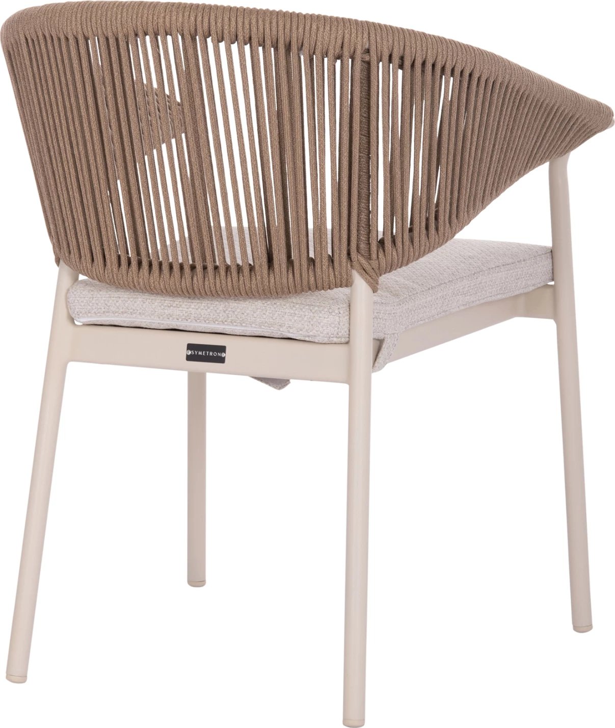 Karrige ngrënieje alumini, kornizë krem, litar natyral, jastëk, 64.5x60x78.5cm