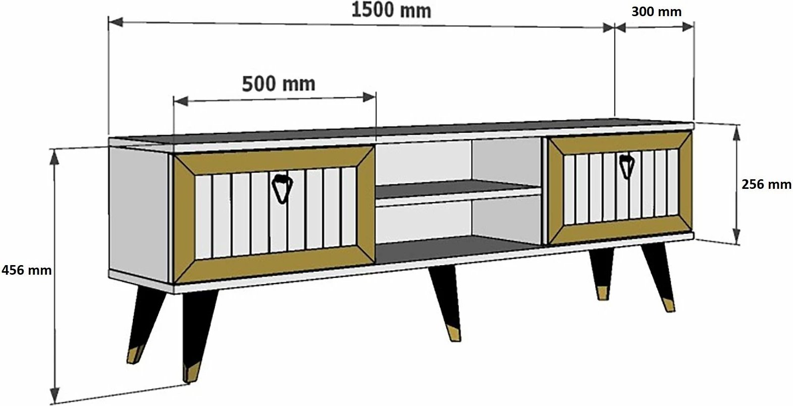 Komodë për TV Skye Decor, Lidya, e bardhë dhe ari