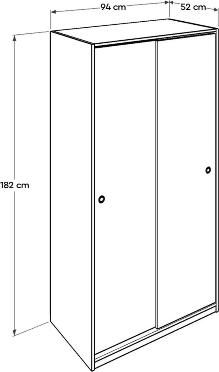 Dollap me dyer rrëshqitëse Hanah Home, SWD-431-BY-2, ngjyrë e bardhë