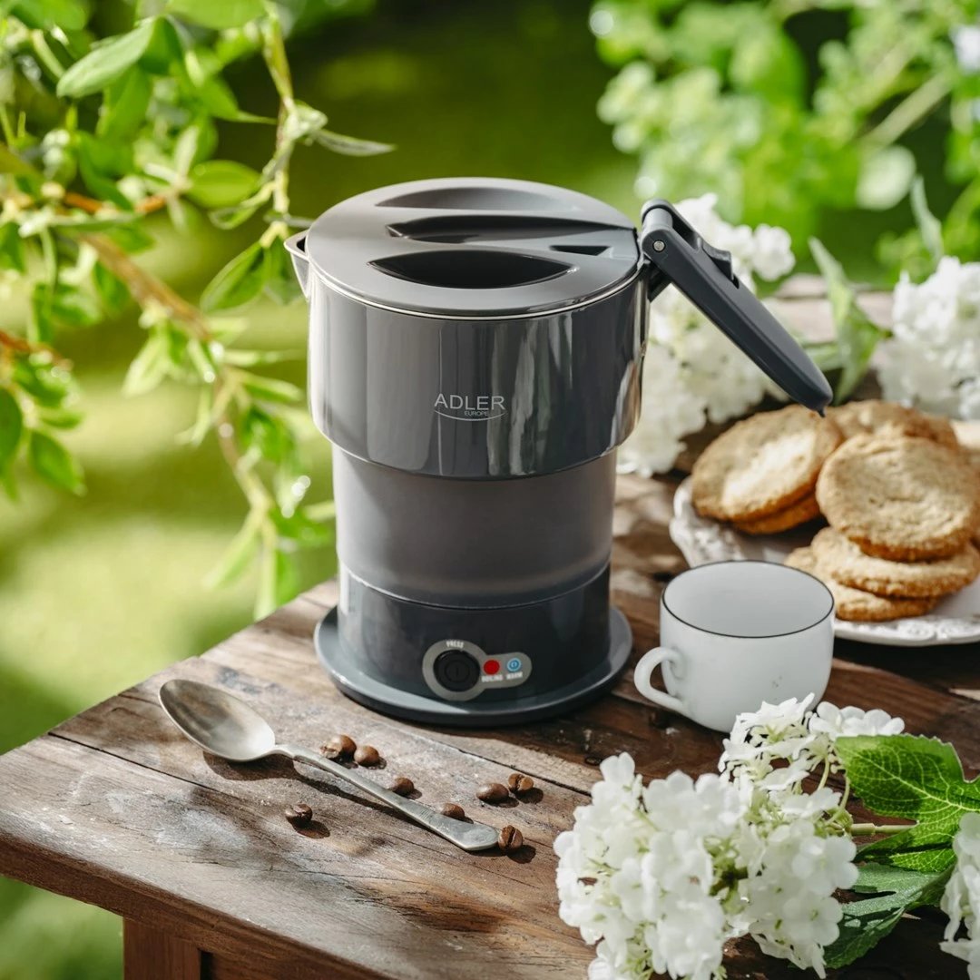 Ibrik elektrik Adler AD 1377g, silikon, 0.6L, Gri