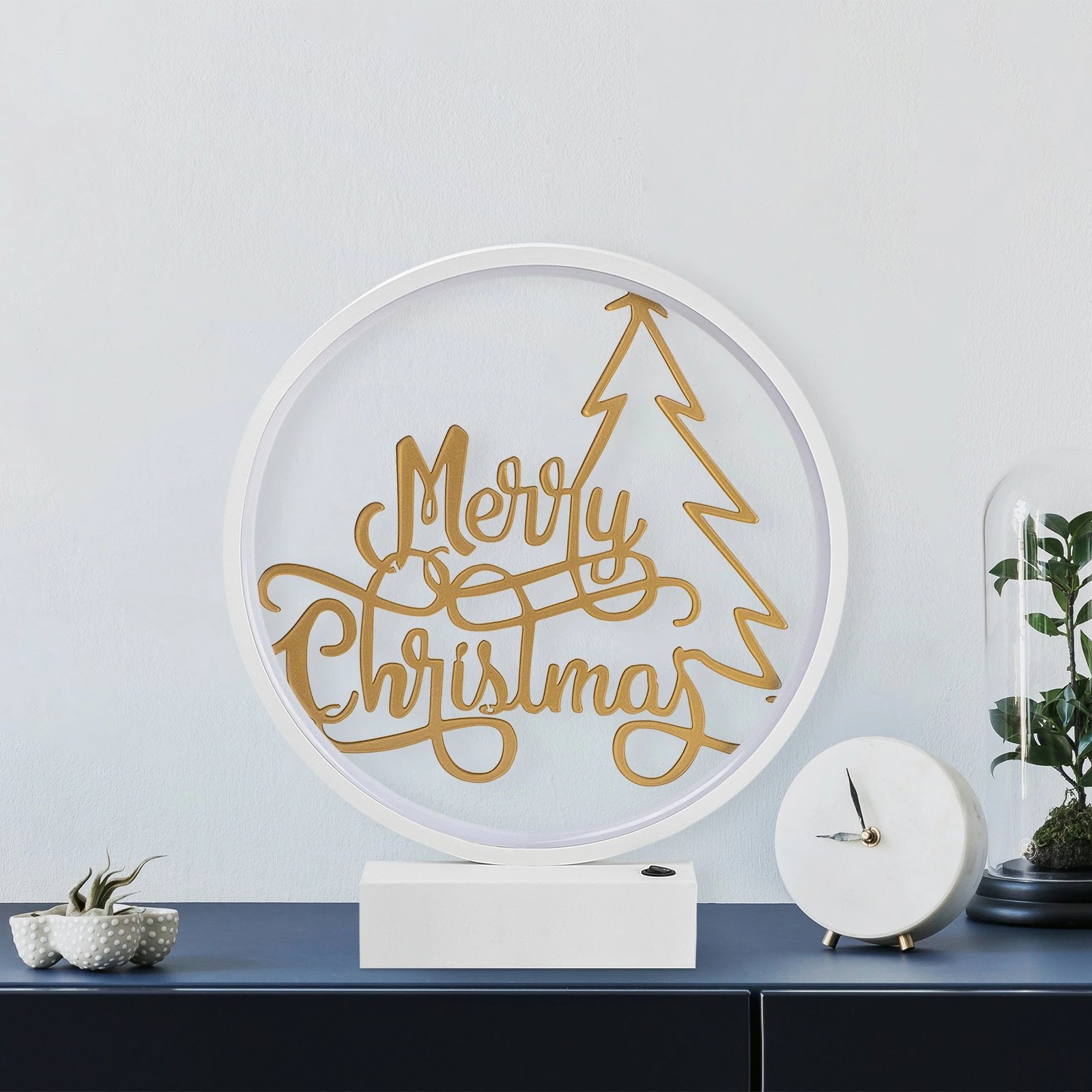 Llambë tavoline Opviq, model XMAS10, e bardhë dhe ari