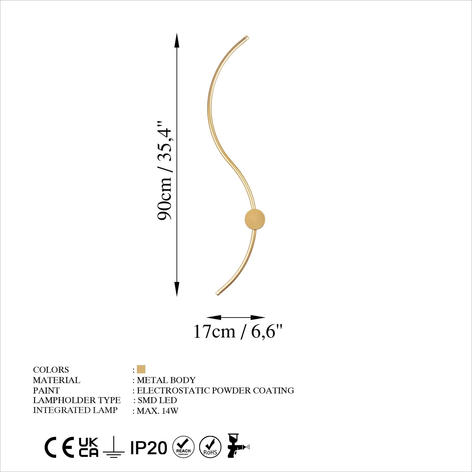 Llambë muri Opviq, Uyan - 13602, ngjyrë ari