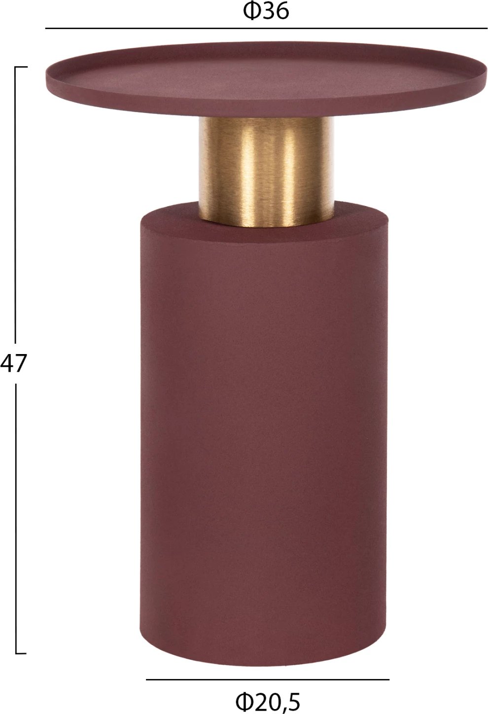 Tavolinë anësore PUNJAB FH4239.06 metalike, ngjyrë tulle-ari/bronz Φ36x47H cm