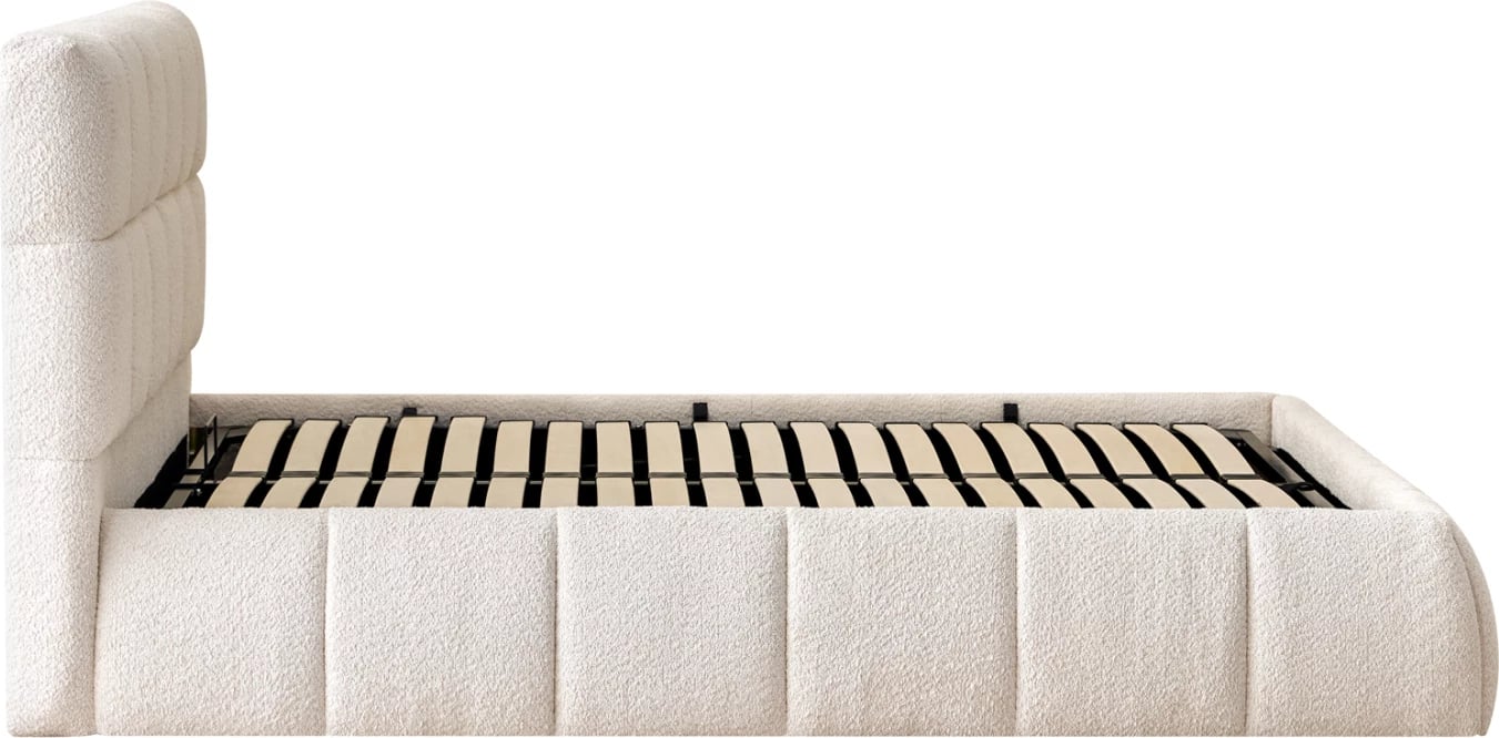 Krevat dopio EDDY, boucle bezhë, me hapësirë për depo, FH731.03, për dyshek 160x200cm