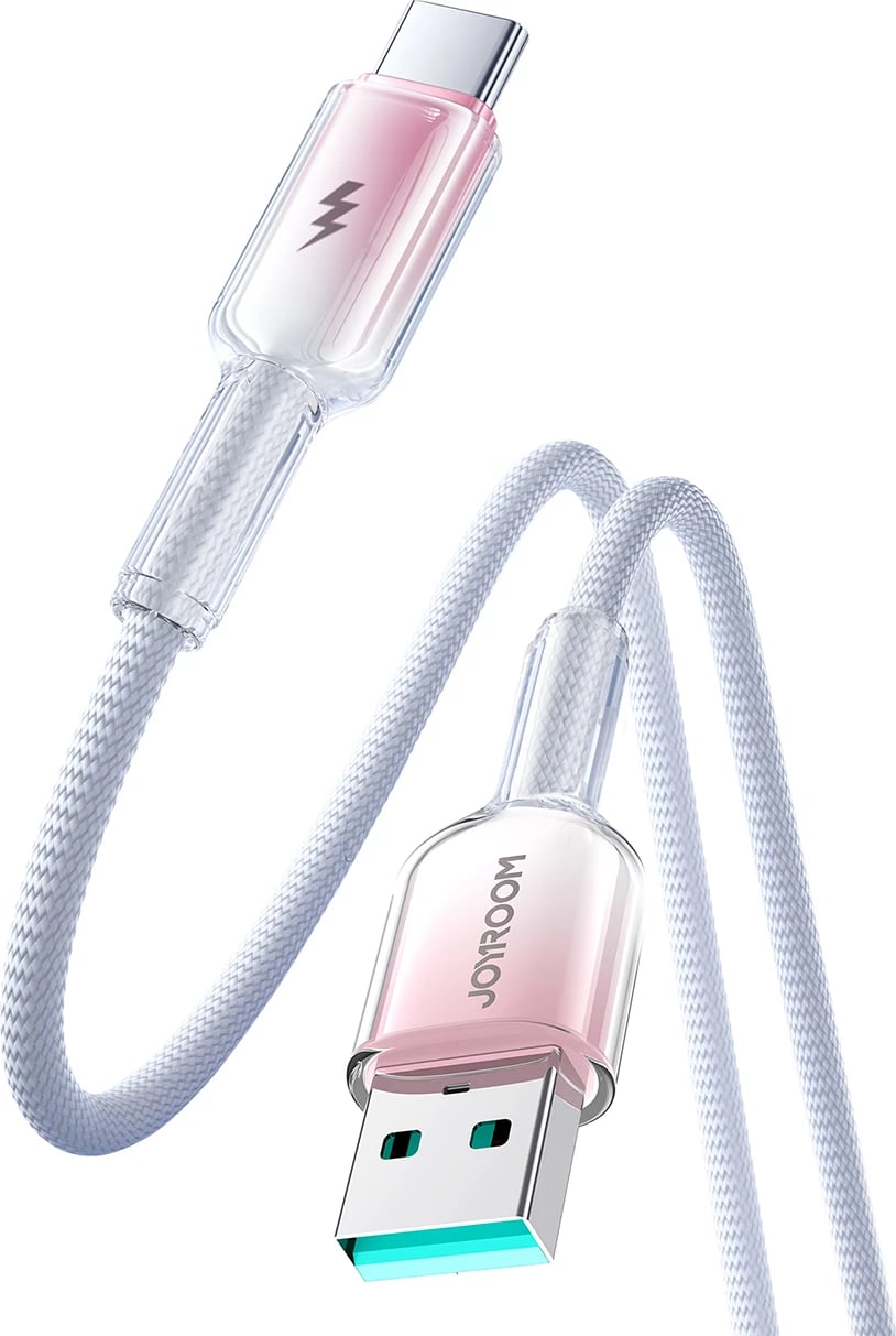 Kabllo Joyroom S-A42 Crystal-Clear Series, USB-A në USB-C, 1.2m, 3A, Bardhë