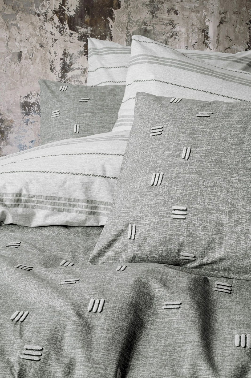 Set mbulesë për jorgan dopio Ranforce, Patara, ngjyrë gri