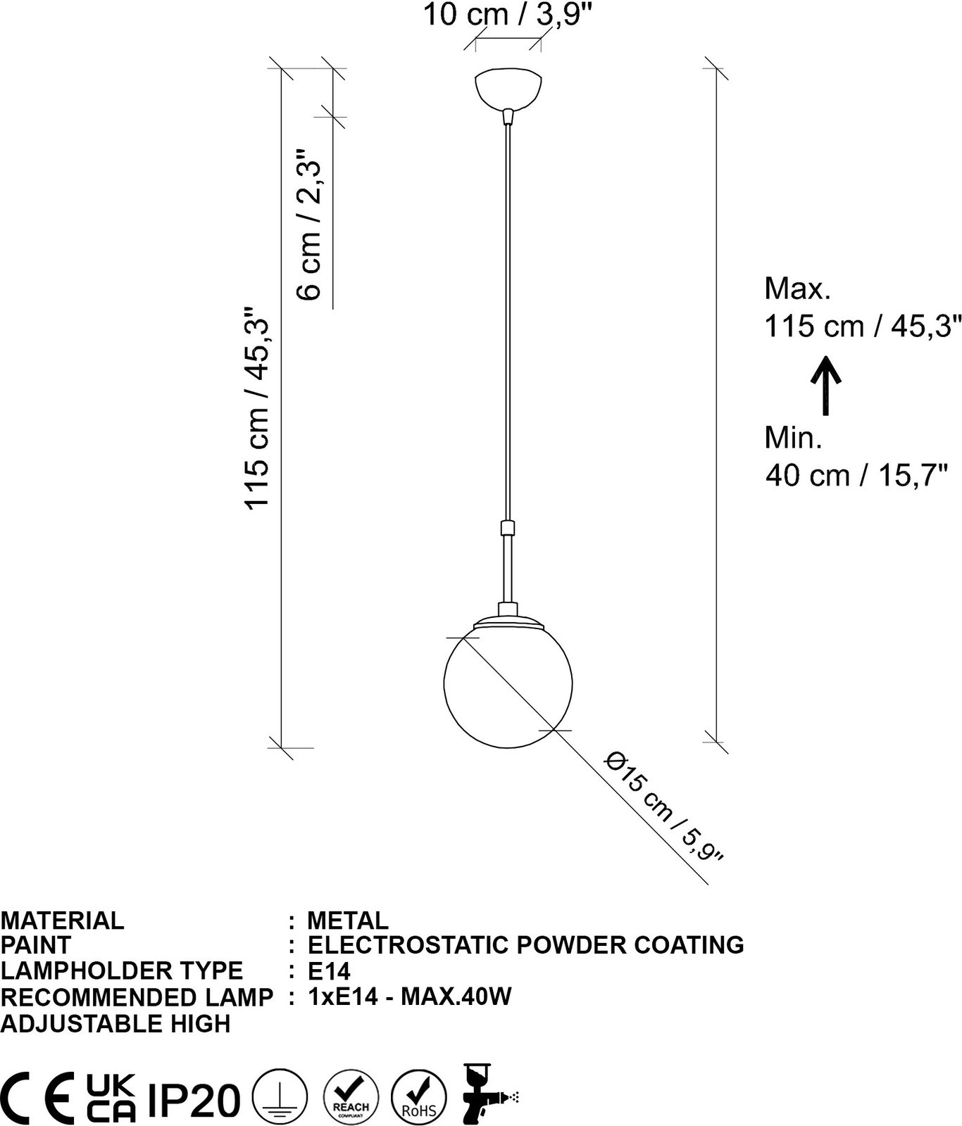 Llambë tavani Opviq, Orbital, trup metalik, e zezë, 15-14001