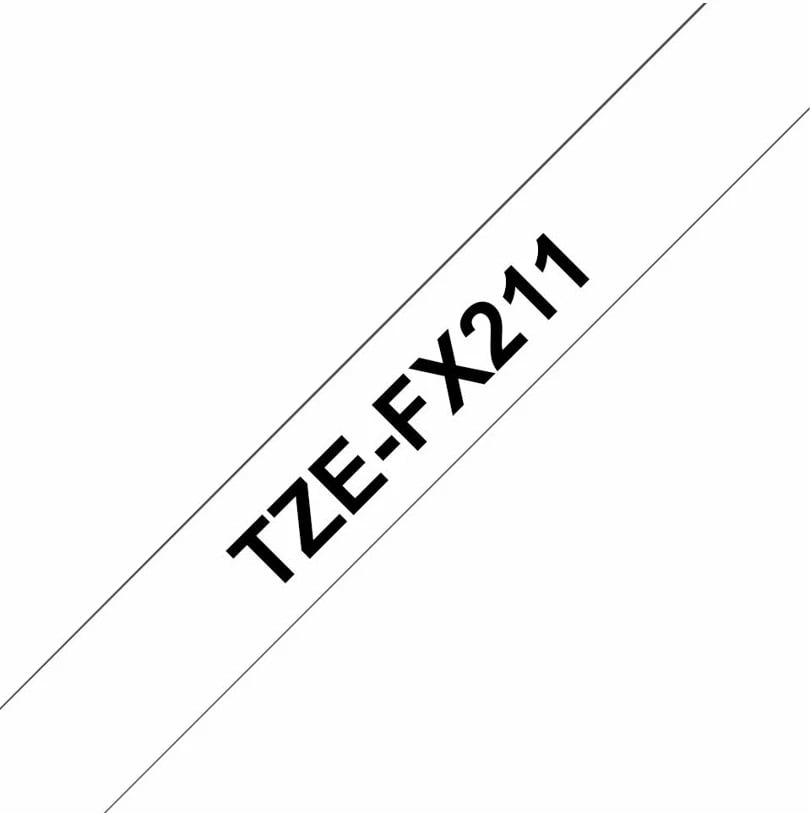 Kasetë etiketuese Brother TZe-FX211, 6mm, tekst i zi mbi të bardhë, 8m
