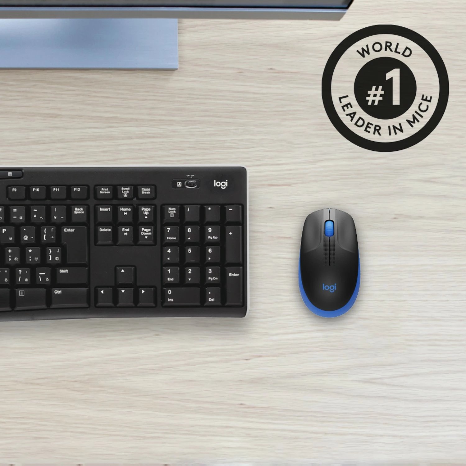 Maus Logitech M190 Full-size wireless, Ambidextrous, Optical, RF Wireless, 1000 DPI, Black, Blue
