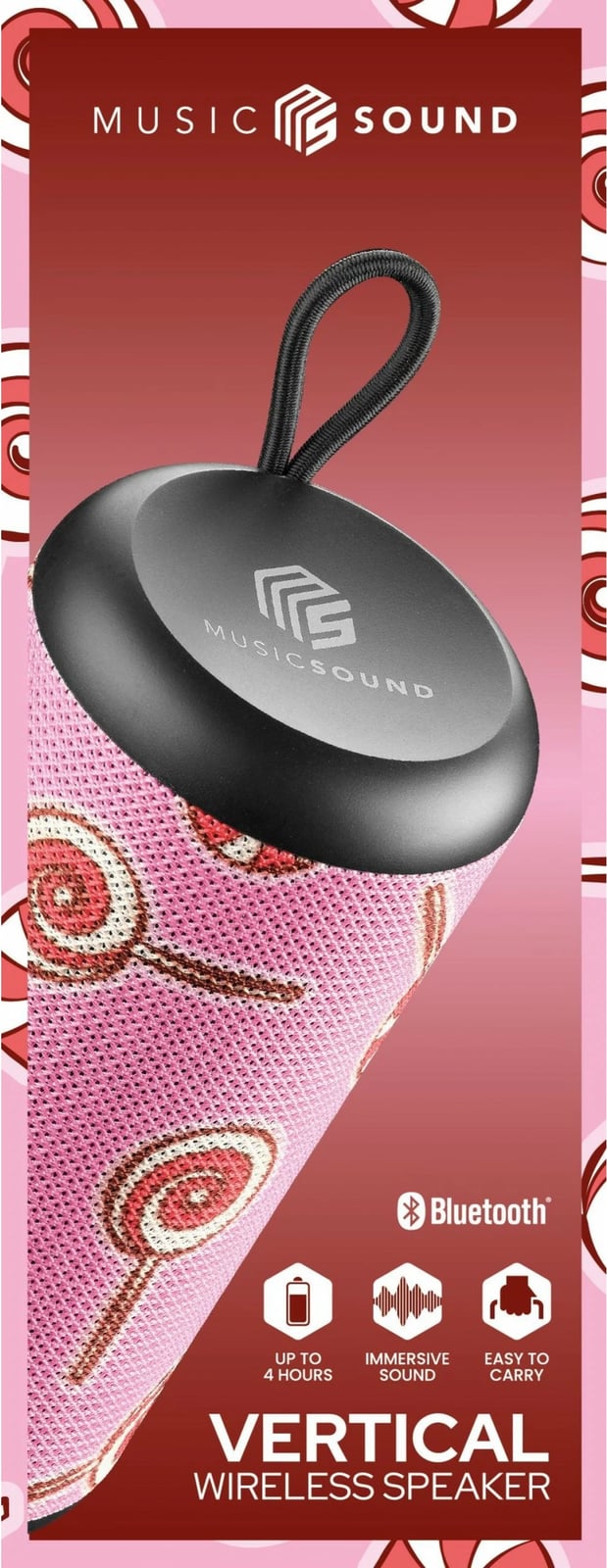 Boks portabil Cellular Line Music Sound Vertical, Bluetooth, 5W, rozë