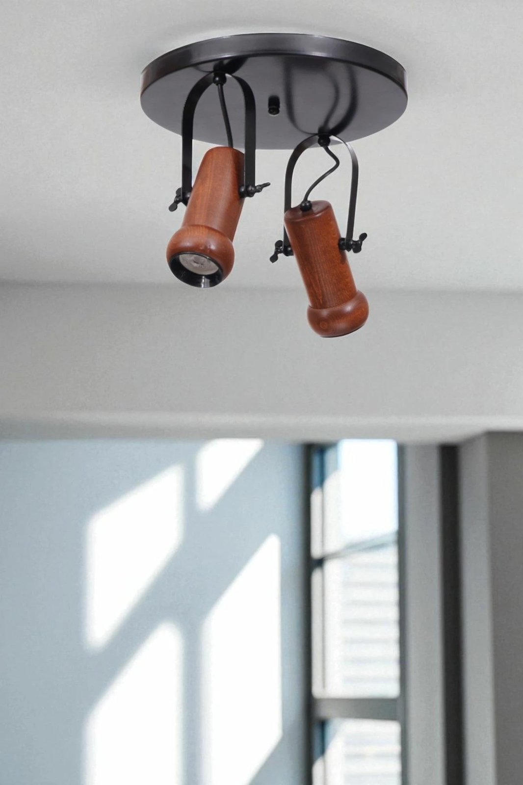 Llambë tavanore Opviq, 8999-2, metal e dru, ngjyrë e zezë dhe arre