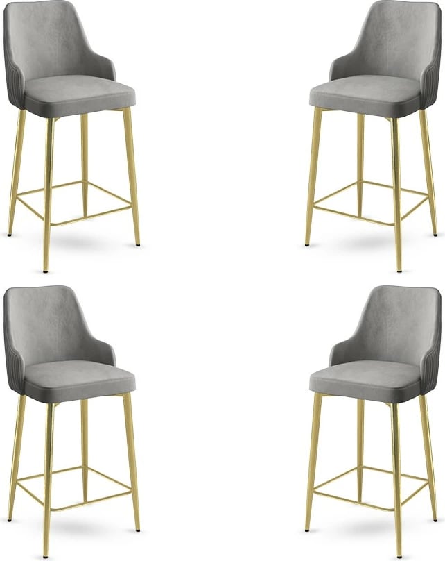 Set karrigesh për bar, Hanah Home, Enox, gri, ari (4 copë)