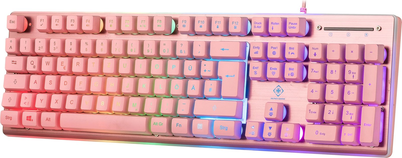 Tastaturë gaming Deltaco Gaming USB, RGB, pink