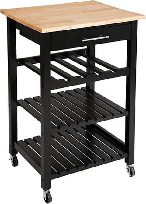 Karrocë-sirtar Claude, MDF, e zezë-natyrale, 58x48x87.5cm