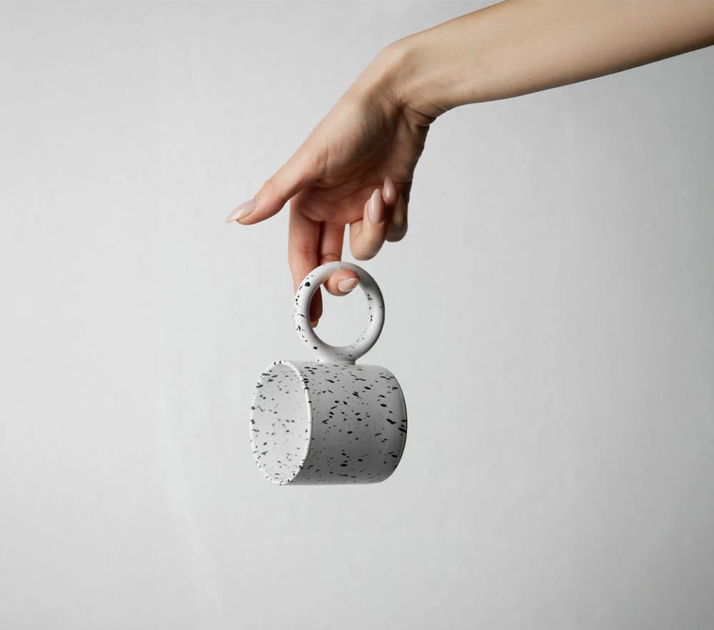 Filxhan Terrazzo, gur porcelani, i bardhë-me gri, 8x8x8cm Filxhan Terrazzo, gur porcelani, i bardhë-me gri, 8x8x8cm