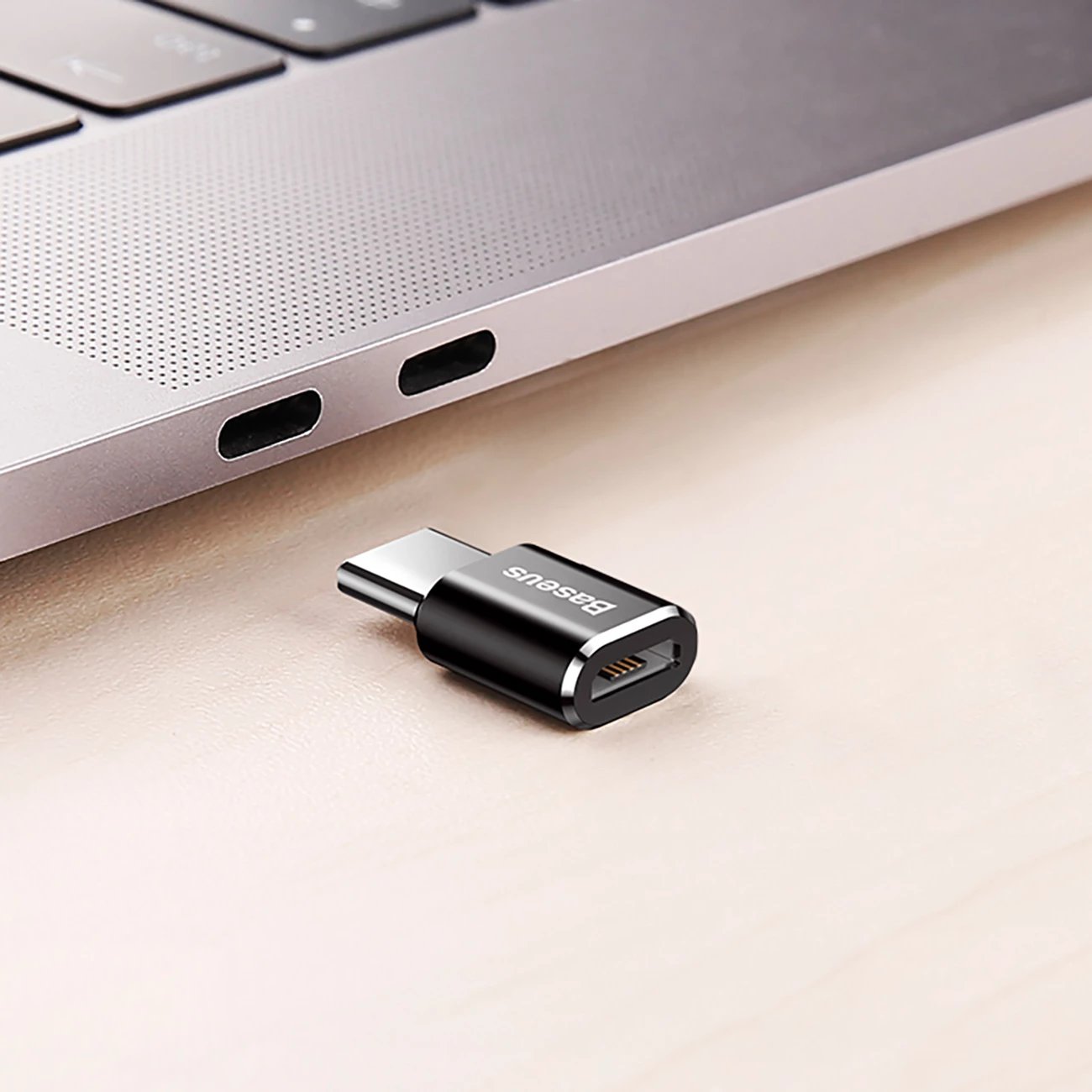Adapter Baseus Mini CAMOTG-01, micro USB në USB-C, i zi
