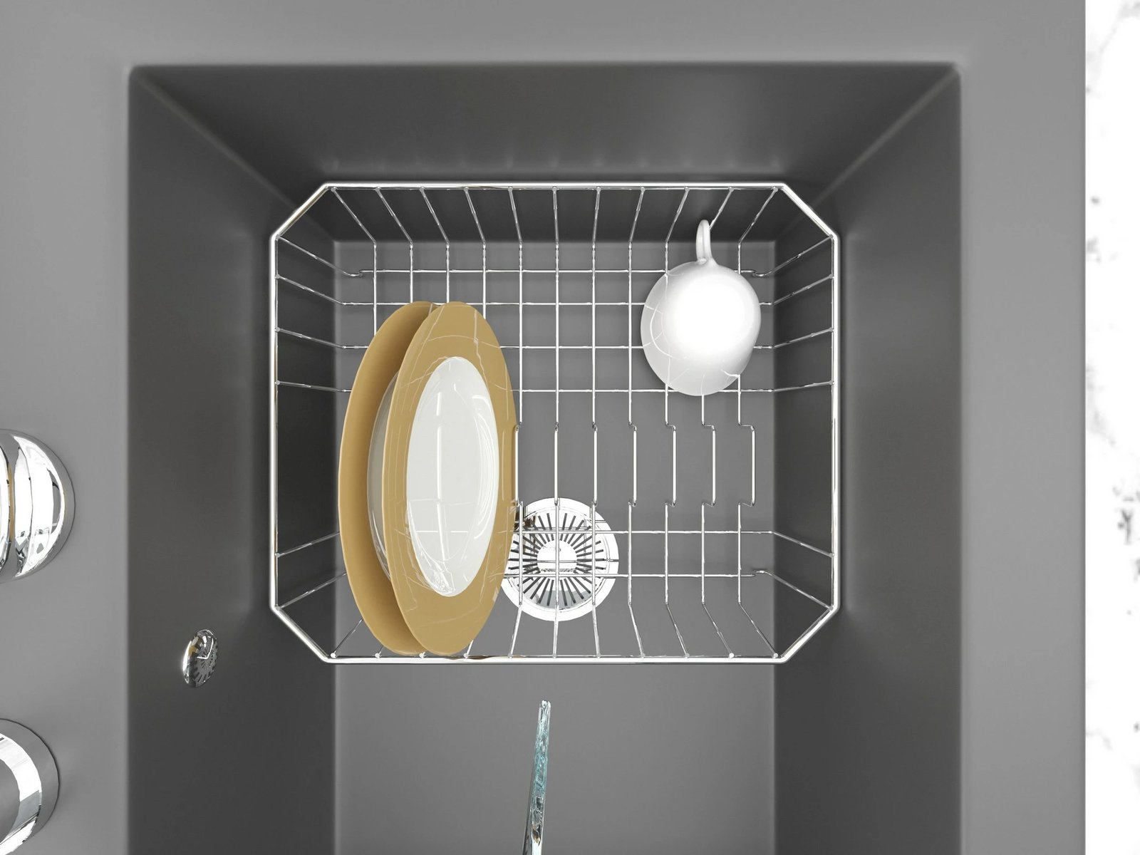 Rrafte për enë, metalik, krom, Hermia SM013-C, 34.5x33.5x11cm (2 copë)