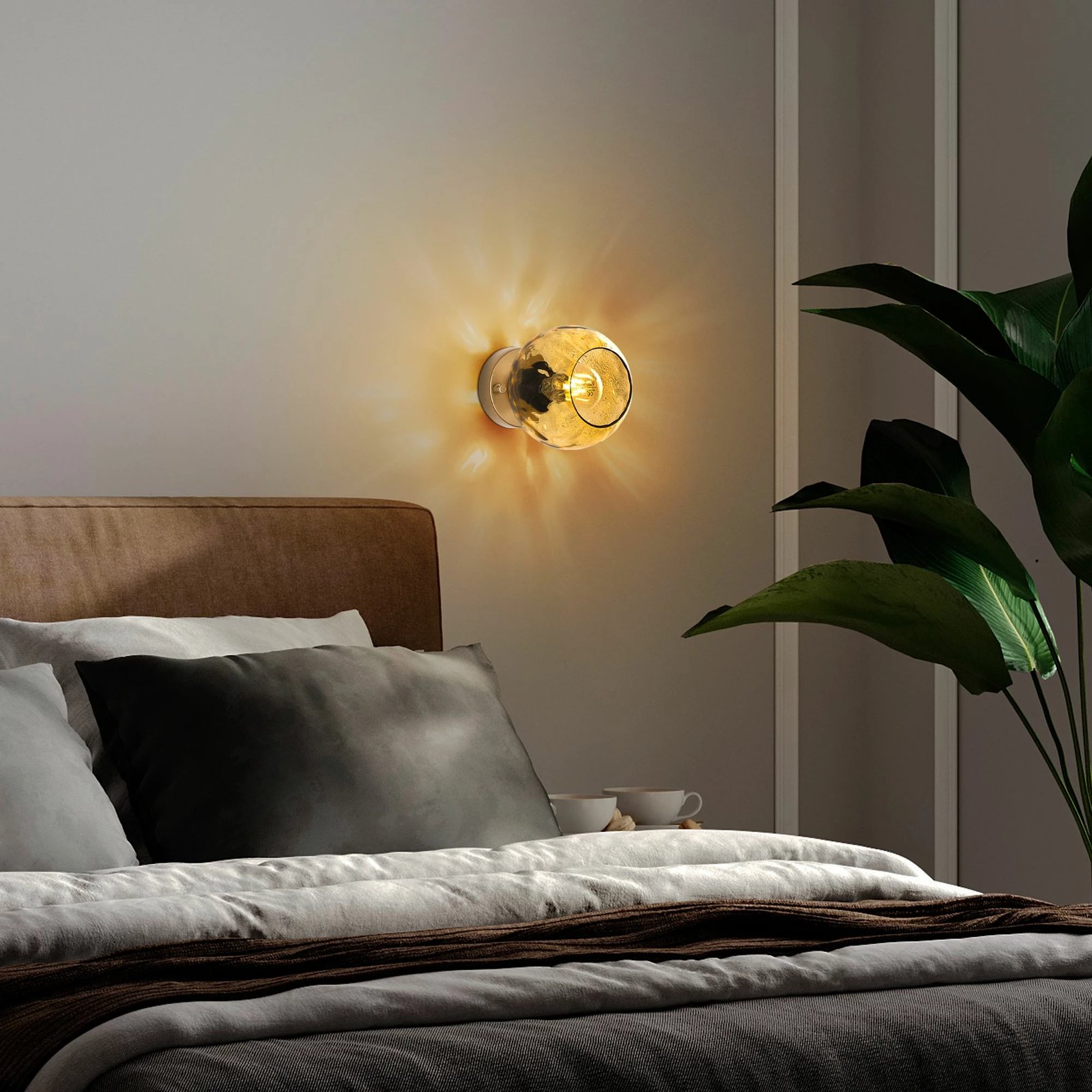 Llambë muri Opviq, Benek - 15 - 14404, metal e xham, ngjyrë e verdhë dhe ari