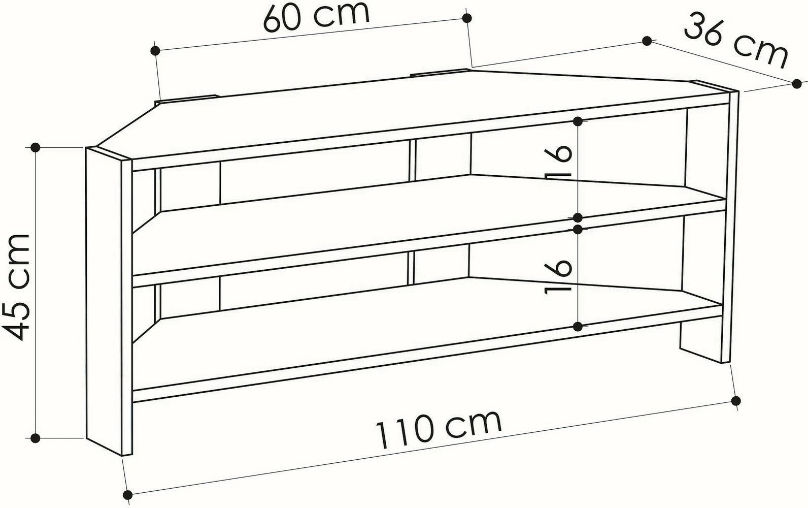 Komodë për TV Skye Decor, Thales për qoshe, e bardhë