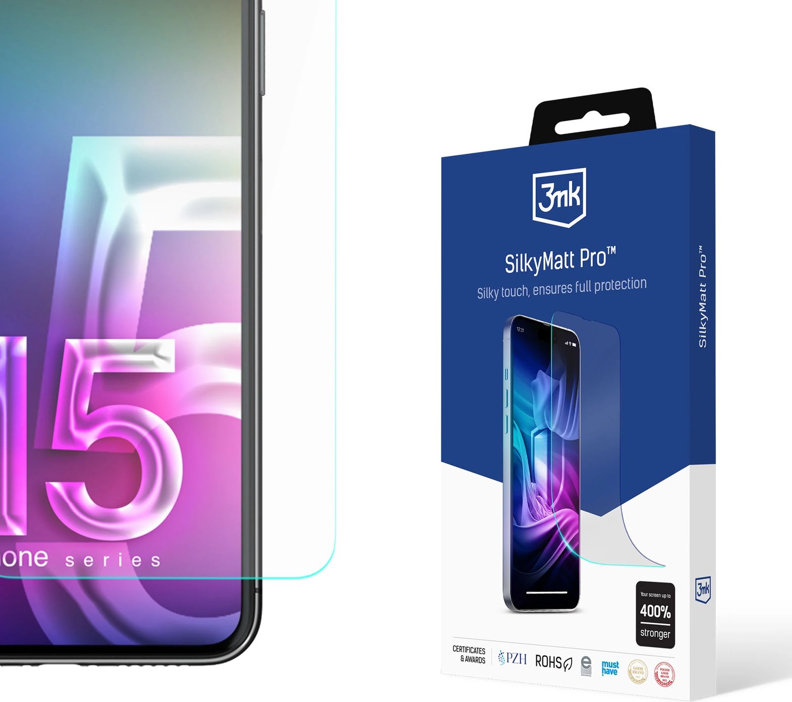 Folje mbrojtëse ekran 3mk SilkyMatt Pro për iPhone 15 Pro, mat