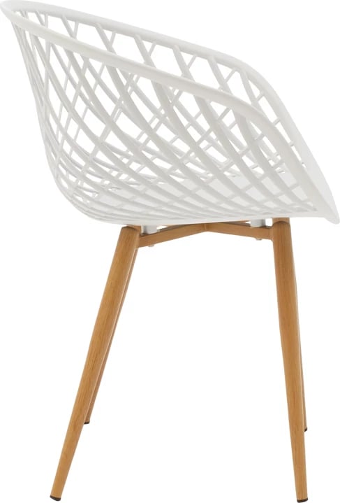 Tavolinë me karrige Ezra-Natali, set prej 5 copë, ngjyrë e bardhë-natyrale, 120x80x76cm